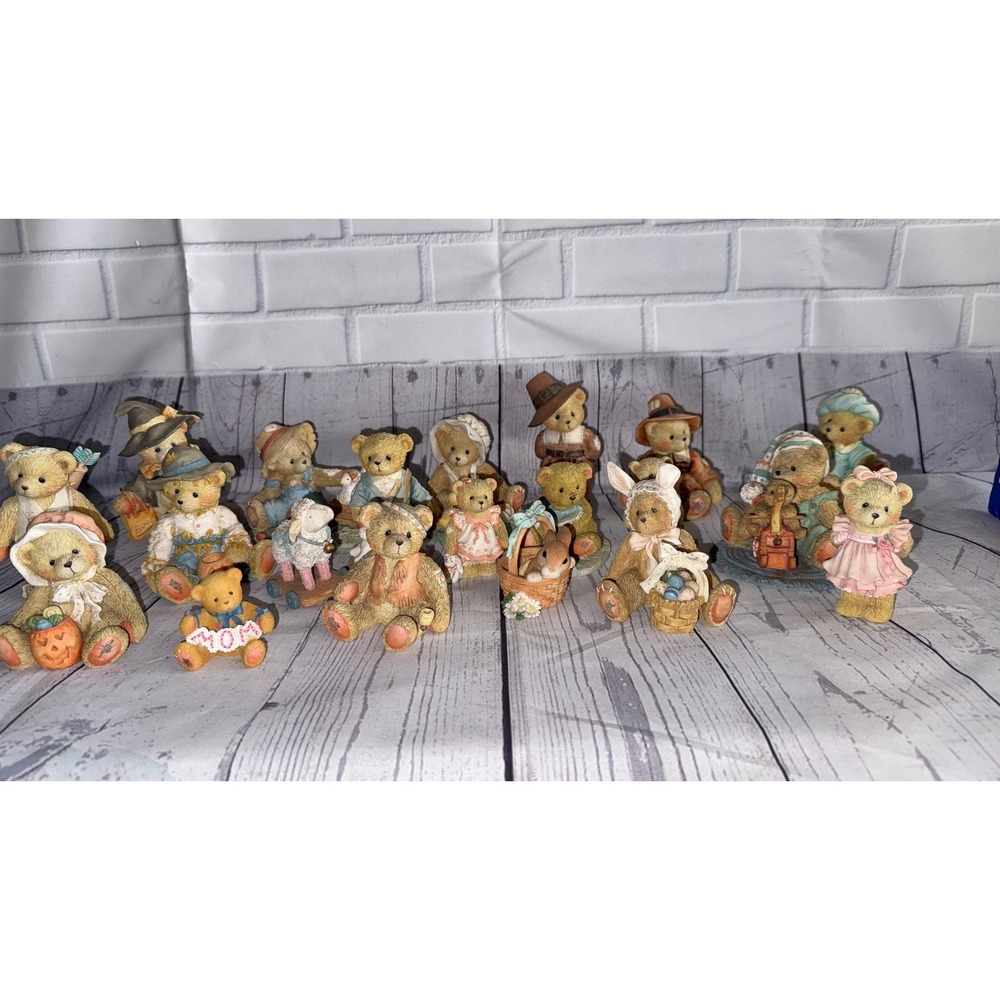 Cherished Teddies Resin Figurine Lot Vintage Bear Collection Holiday Everyday